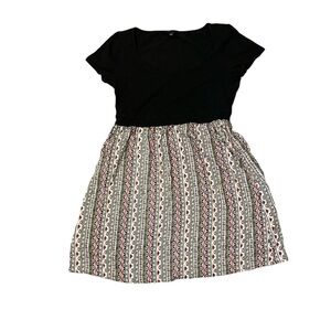 Torrid Womens Black Pink Feminine Cutie Swing Short Sleeve Dress Size 1